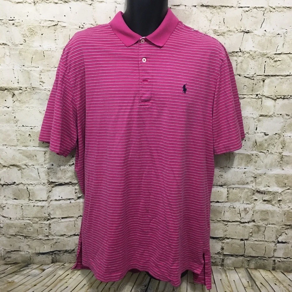 Ralph Lauren Pink Blue Striped Polo Shirt